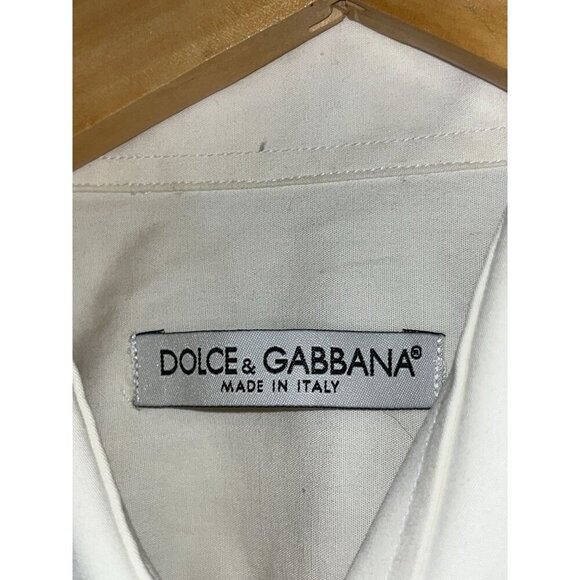 Dolce & Gabbana Mens White Button-Up Dress Shirt Size 44 17 1/2 - Picture 3 of 9